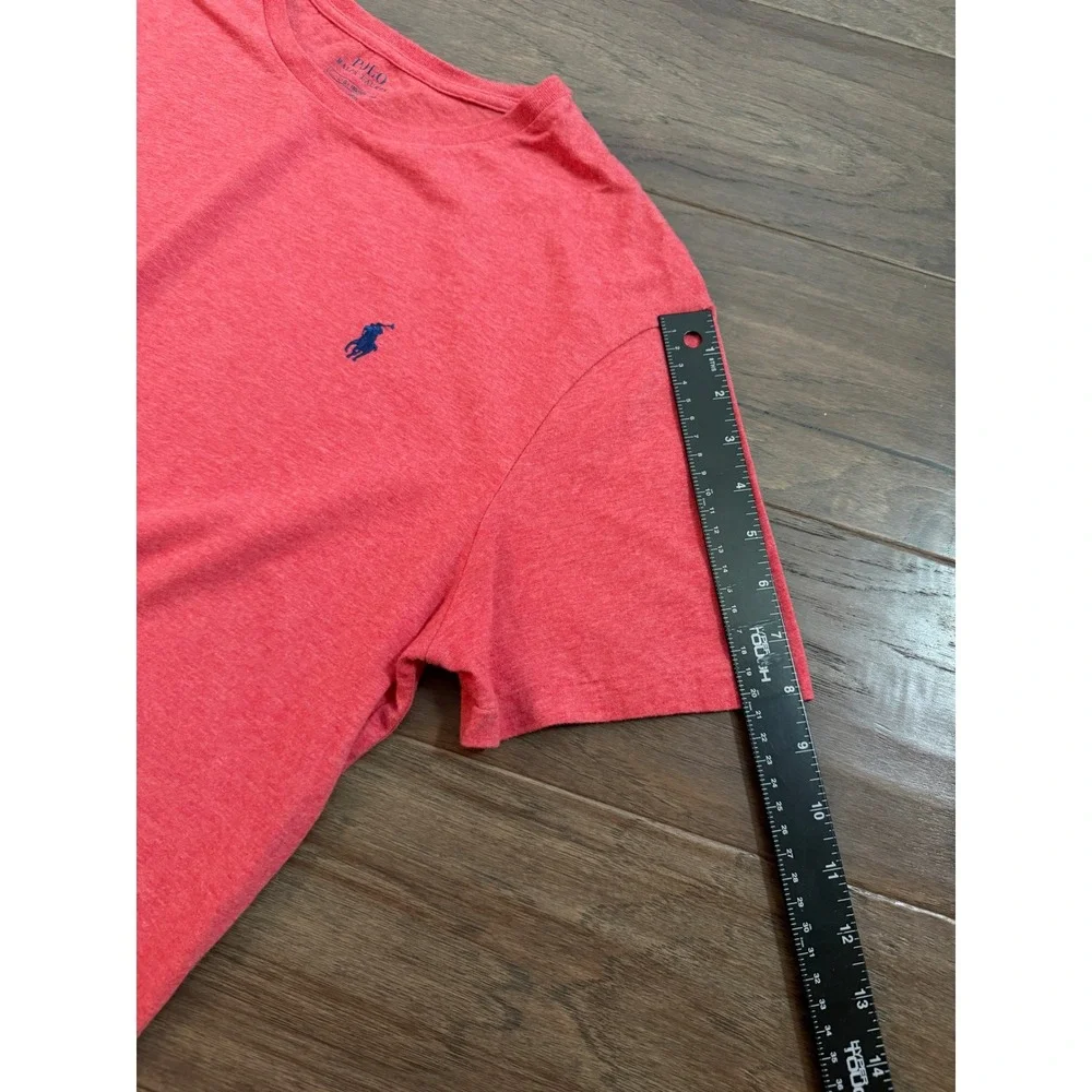 Polo Ralph Lauren Mens Large Red Heathered Cotton Crew Neck T-Shirt Short Sleeve